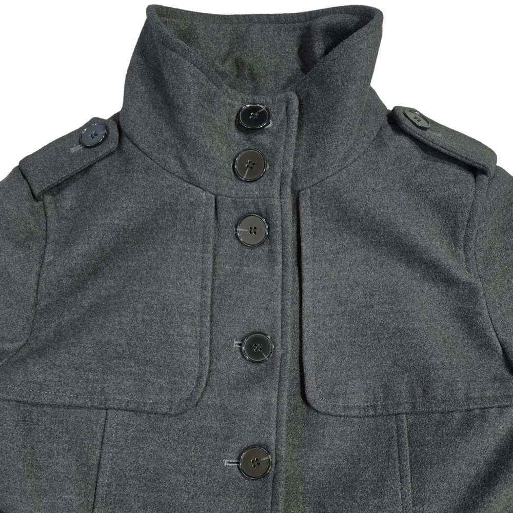 Zara Basic Gray Single Breasted Belted Peacoat Po… - image 4